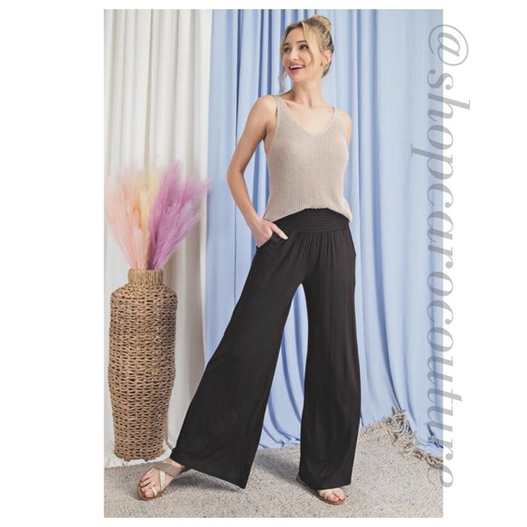 Smocked High Waist Straight Leg Pants - Picture 5 of 6